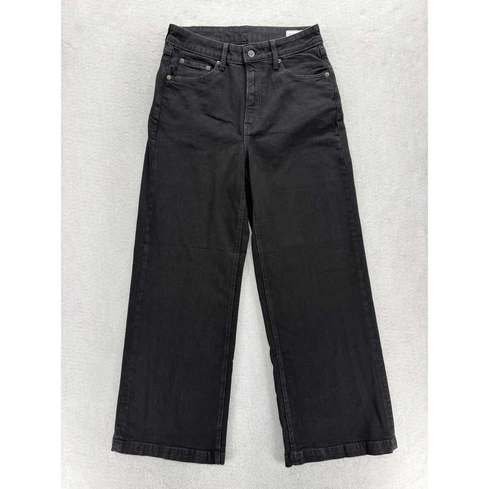 Gap Curvy Stride Ankle Jeans Womens 10T Wide Leg Black High Rise Relaxed Stretch